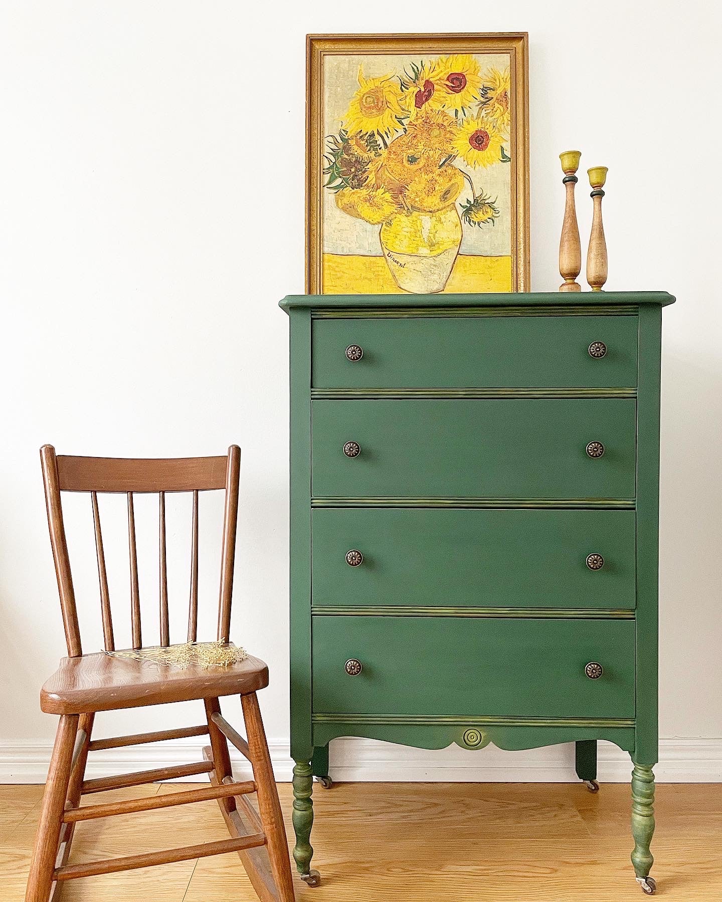 custom order - leafy green chest of drawers