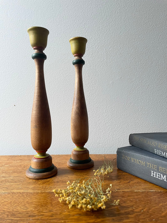 wooden candle holders